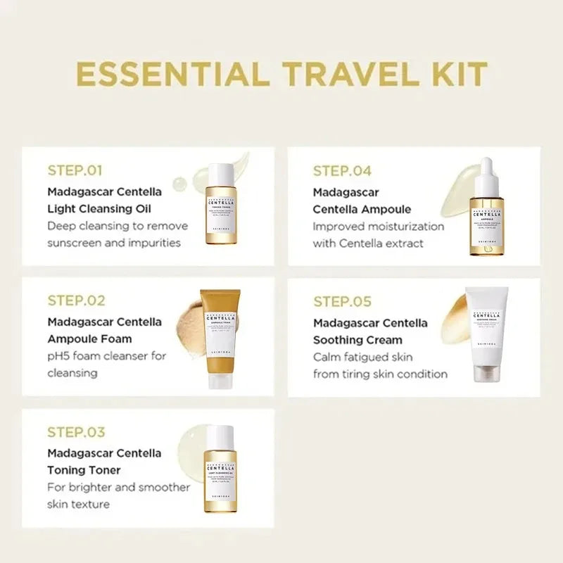 Centella Glow™ — Korean Skincare Travel Kit (5-Step Routine)