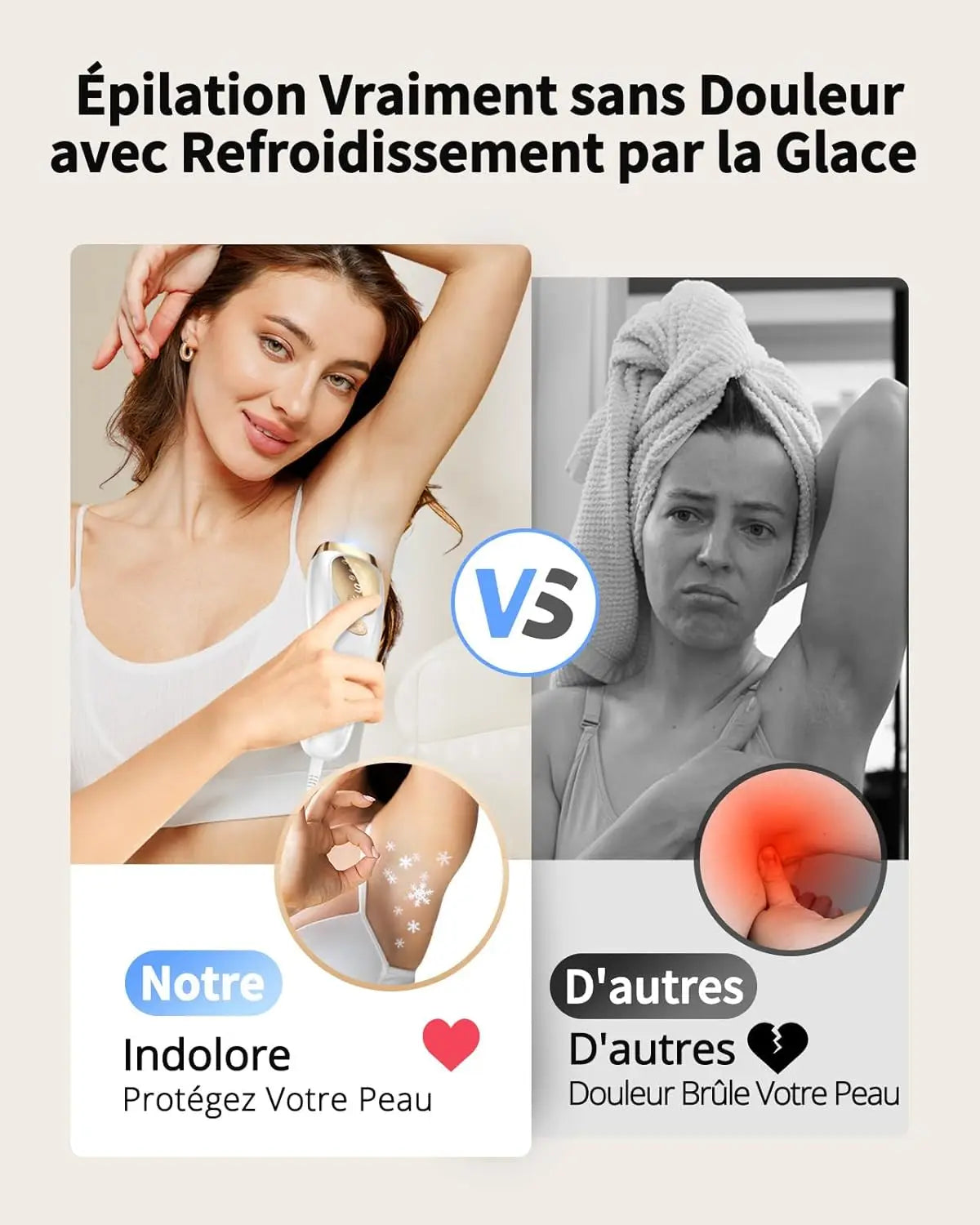 Ice-Cool IPL Laser Hair Removal – Unlimited Flashes, Painless & Long-Lasting Results